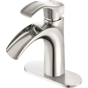 brushed nickel bathroom faucet waterfall single handle 1 or 3 hole,vanity sink faucet 4 inch centerset