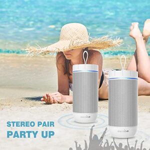 comiso X26 Bluetooth Speaker, IPX4 Waterproof Speakers 360° HD Surround Sound with Punchy Bass, Wireless Dual Pairing, 24H Playtime, Portable Speaker for Shower, Home, Outdoor, Camping, Beach-White