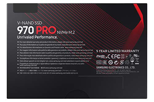 Samsung 970 PRO SSD 512GB - M.2 NVMe Interface Internal Solid State Drive with V-NAND Technology (MZ-V7P512BW), Black/Red