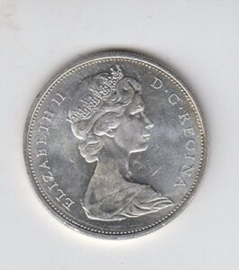 1965 canada - canadian silver dollar coin $1 about uncirculated