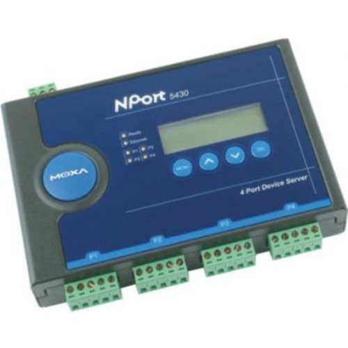 MOXA NPort 5430 4-Port Device Server Without Power Adapter, 10/100 Ethernet, RS-422/485, Terminal Block