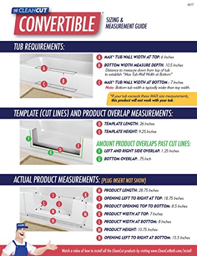 CleanCut Convertible Bathtub Accessibility Kit - Convert Existing Tub to Walk-In Tub (White, Size Large)