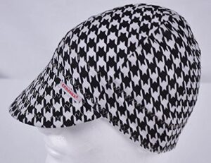 comeaux caps reversible welding cap black and white houndstooth size 8