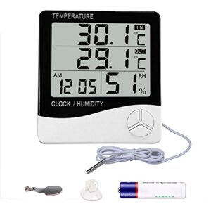 mengshen digital hygrometer thermometer, indoor & outdoor temperature monitor, home office temp humidity gauge meter - lcd display, battery included - th03