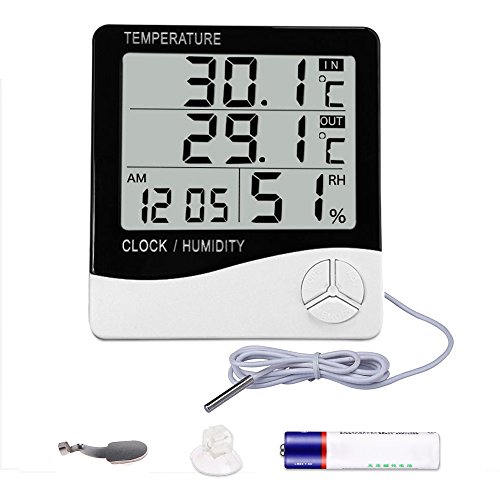 Mengshen Digital Hygrometer Thermometer, Indoor & Outdoor Temperature Monitor, Home Office Temp Humidity Gauge Meter - LCD Display, Battery Included - TH03