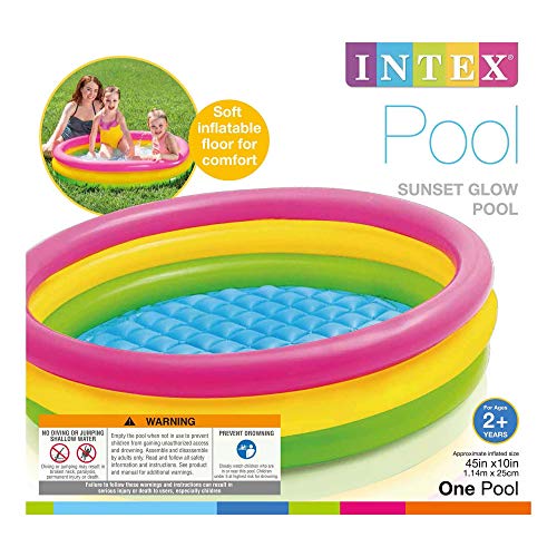 Intex Sunset Glow 45" x 10" Soft Inflatable Colorful Kiddie 3+ Swimming Pool