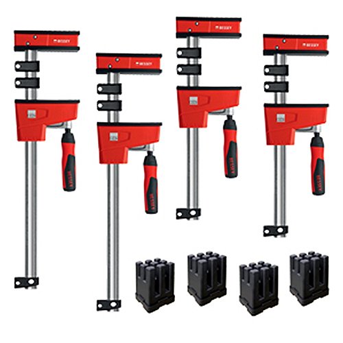 BESSEY KREK2440 K Body REVO Clamp Kit, 2 x 24 In., 2 x 40 In. and 1 set of KP Blocks - 1700 lbs Nominal Clamping Force. Spreader, and Woodworking Accessories - Clamps and Tools for Cabinetry