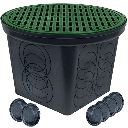 StormDrain FSD-3017-20BKIT-6-GRN 20-in. Large Round Catch Basin with Green Grate Kit