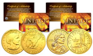sacagawea & susan b anthony 24k gold plated u.s. dollar history women 2-coin set