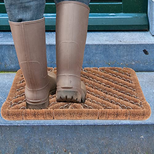 FOOTMATTERS Ninamar Natural Coir Herringbone Door Mat - 24 x 16 inch