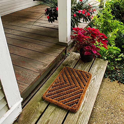 FOOTMATTERS Ninamar Natural Coir Herringbone Door Mat - 24 x 16 inch