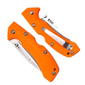 ACCUSHARP Folding Knife with Allen Wrench - Lockback Pocket Knife with Clip - Stainless Steel Sport Knife for Outdoor Use, Hunting, Fishing, & Camping - Orange