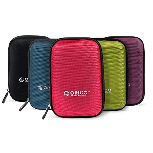 ORICO Hard Drive Case 2.5 inch External Drive Storage Carrying Bag Waterproof Shockproof with Inner Size 5.5x3.5x1.0inch for Organizing HDD and Electronic Accessories, Multi Colors (PHD-25)