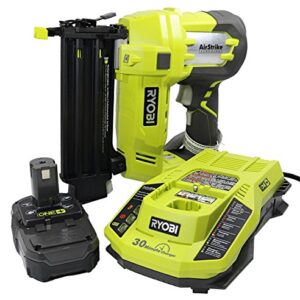 Ryobi 3 Piece 18V One+ Airstrike Brad Nailer Kit (Includes: 1 x P320 Brad Nailer, 1 x P102 2AH 18V Battery, 1 x P117 IntelliPort Dual Chemistry Battery Charger) (Renewed)