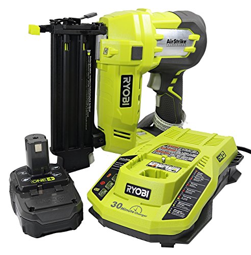 Ryobi 3 Piece 18V One+ Airstrike Brad Nailer Kit (Includes: 1 x P320 Brad Nailer, 1 x P102 2AH 18V Battery, 1 x P117 IntelliPort Dual Chemistry Battery Charger) (Renewed)