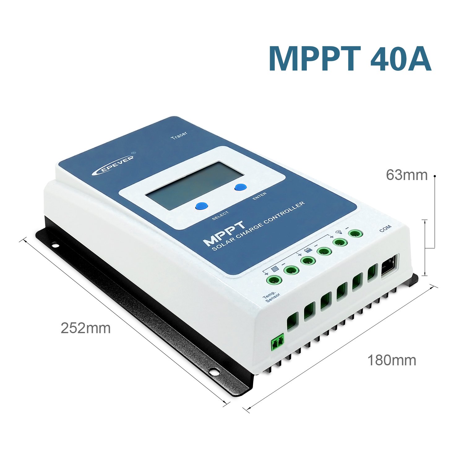 EPEVER MPPT Solar Charge Controller 40A 12V/24V Tracer4210AN + Remote Meter MT50 Monitor + RTS for Solar Panel Charge Controller Regulator with LCD Display (Tracer4210AN + MT50+RTS)