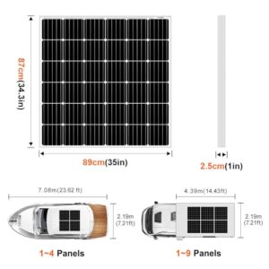 DOKIO 150 Watt 18 Volt Monocrystalline Solar Panel High Efficiency Module Durable RV Marine Boat Off Grid