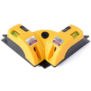 qwork right angle - 90 degree horizontal & vertical laser level line projection square level laser with two suction cups