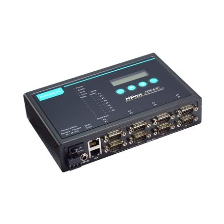 MOXA NPort 5650-8-DT 8-Serial Port Serial Device Server, 10/100 Ethernet, RS-232/422/485, DB-9M, 15KV ESD, 12-48VDC, 110V Power Supply