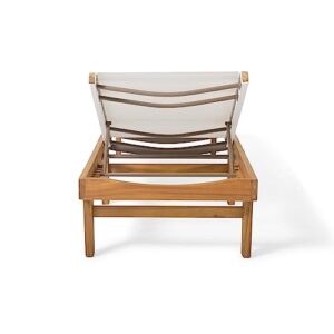 Christopher Knight Home Summerland Outdoor Mesh Chaise Lounge with Acacia Wood Frame, Teak Finish / White Mesh