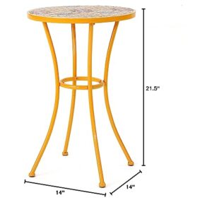 Christopher Knight Home Barnsfield Outdoor Ceramic Tile Side Table with Iron Frame, Yellow