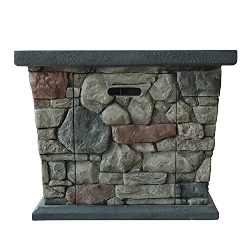 Christopher Knight Home Carson Outdoor Square Fire Pit - 40,000 BTU, Stone Finish