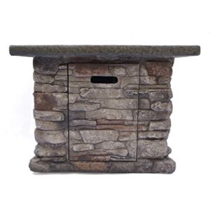 Christopher Knight Home Stonewall Outdoor Square Fire Pit - 40,000 BTU, Natural Stone