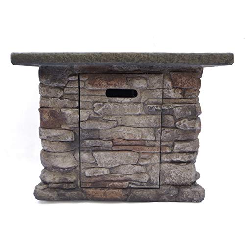 Christopher Knight Home Stonewall Outdoor Square Fire Pit - 40,000 BTU, Natural Stone