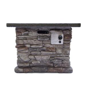 Christopher Knight Home Stonewall Outdoor Square Fire Pit - 40,000 BTU, Natural Stone