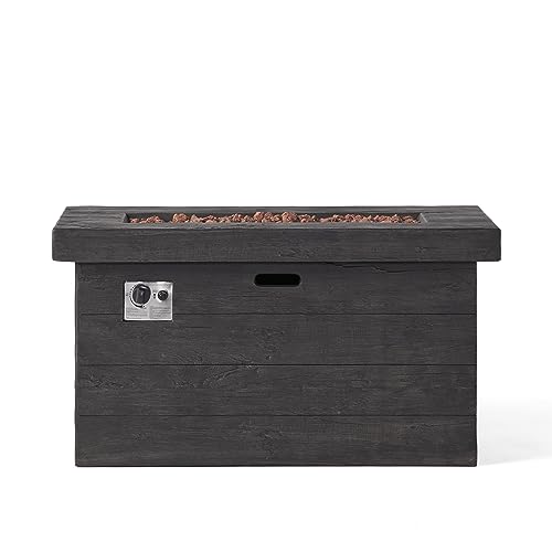 Christopher Knight Home Custer Outdoor Rectangular Fire Pit - 40,000 BTU, Grey