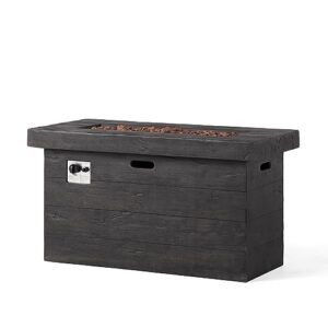 Christopher Knight Home Custer Outdoor Rectangular Fire Pit - 40,000 BTU, Grey