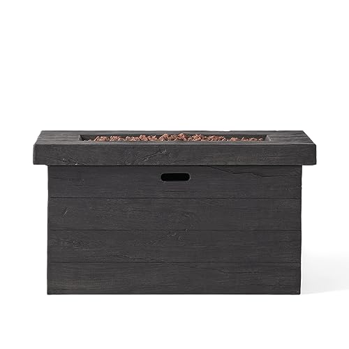 Christopher Knight Home Custer Outdoor Rectangular Fire Pit - 40,000 BTU, Grey