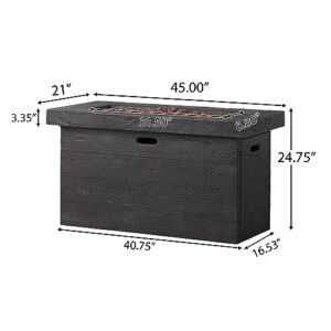 Christopher Knight Home Custer Outdoor Rectangular Fire Pit - 40,000 BTU, Grey