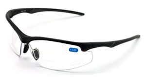 v.w.e. bifocal high performance sport protective safety glasses bifocal - clear lens reader reading glasses - ansi z87.1 certified (matte black, 2.00)