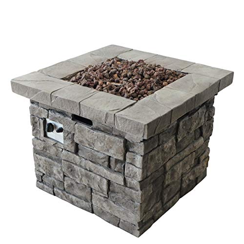 Christopher Knight Home Angeles Outdoor Square Fire Pit - 40,000 BTU, Grey