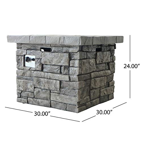 Christopher Knight Home Angeles Outdoor Square Fire Pit - 40,000 BTU, Grey