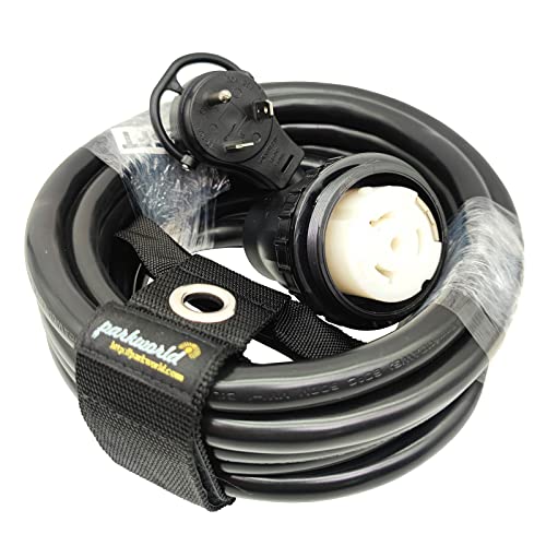 Parkworld RV 30A to Marine Shore Power 50A Extension Cord Adapter TT-30P to SS2-50R (25FT)