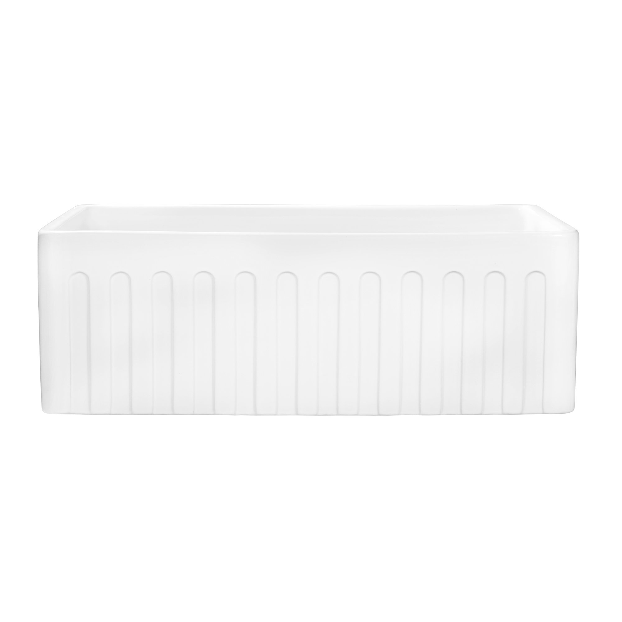 Ruvati 30 x 20 inch Fireclay Reversible Farmhouse Apron-Front Kitchen Sink Single Bowl - White - RVL2100WH