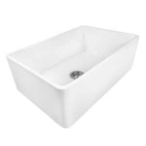 Ruvati 30 x 20 inch Fireclay Reversible Farmhouse Apron-Front Kitchen Sink Single Bowl - White - RVL2100WH