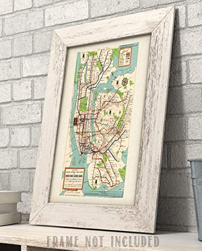 New York City Map of the Subway1948-11x14 Unframed Art Print New York Poster - Great Vintage New York City Poster Home Decor or New York City Map - NYC Map Wall Art - NYC Subway Map