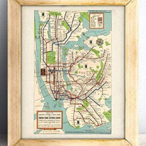 New York City Map of the Subway1948-11x14 Unframed Art Print New York Poster - Great Vintage New York City Poster Home Decor or New York City Map - NYC Map Wall Art - NYC Subway Map