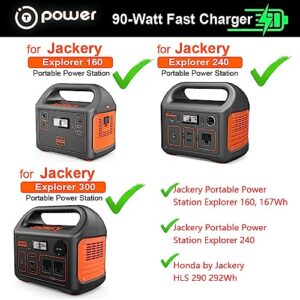 T-Power 12V~24V Charger for Jackery Portable Power Station Explorer 160 240 300 E160 E240 E300 HLS-290 Peak 150w 400W PN: 32120000, 56101600 Power Supply Ac Dc Adapter