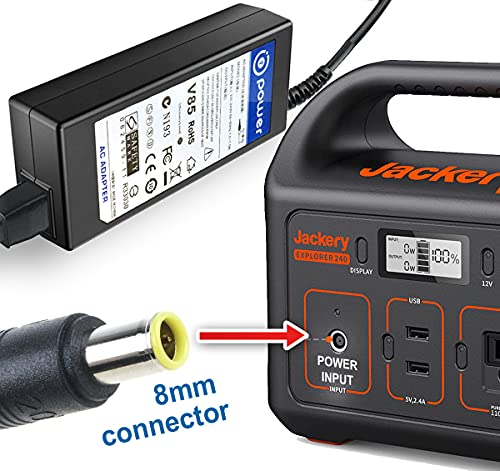 T-Power 12V~24V Charger for Jackery Portable Power Station Explorer 160 240 300 E160 E240 E300 HLS-290 Peak 150w 400W PN: 32120000, 56101600 Power Supply Ac Dc Adapter