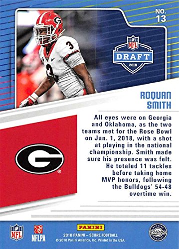 2018 Score NFL Draft #13 Roquan Smith Georgia Bulldogs Football Card