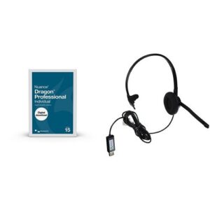 dragon professional individual 15.0 speech dictation and voice recognition software [pc download] with dragon usb headset