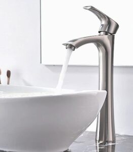 kingo home contemporary single handle tall vessel sink brushed nickel vanity bathroom faucet, basin mixer tap