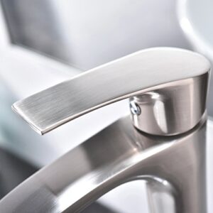 KINGO HOME Contemporary Single Handle Tall Vessel Sink Brushed Nickel Vanity Bathroom Faucet, Basin Mixer Tap