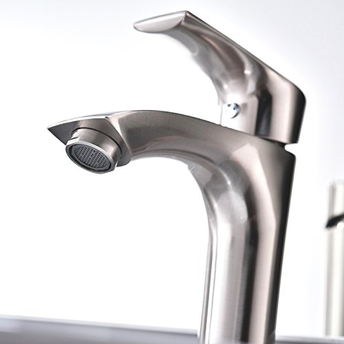 KINGO HOME Contemporary Single Handle Tall Vessel Sink Brushed Nickel Vanity Bathroom Faucet, Basin Mixer Tap