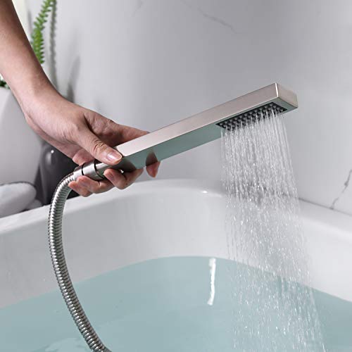 sumerain Wall Mount Tub Filler Brushed Nickel with Waterfall Tub Spout and Handheld Shower, High Flow