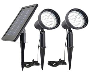 solar powered spot lights outdoor waterproof 2 in 1 bright solar spotlights power adjustable for flag yard flagpole landscape dusk to dawn white